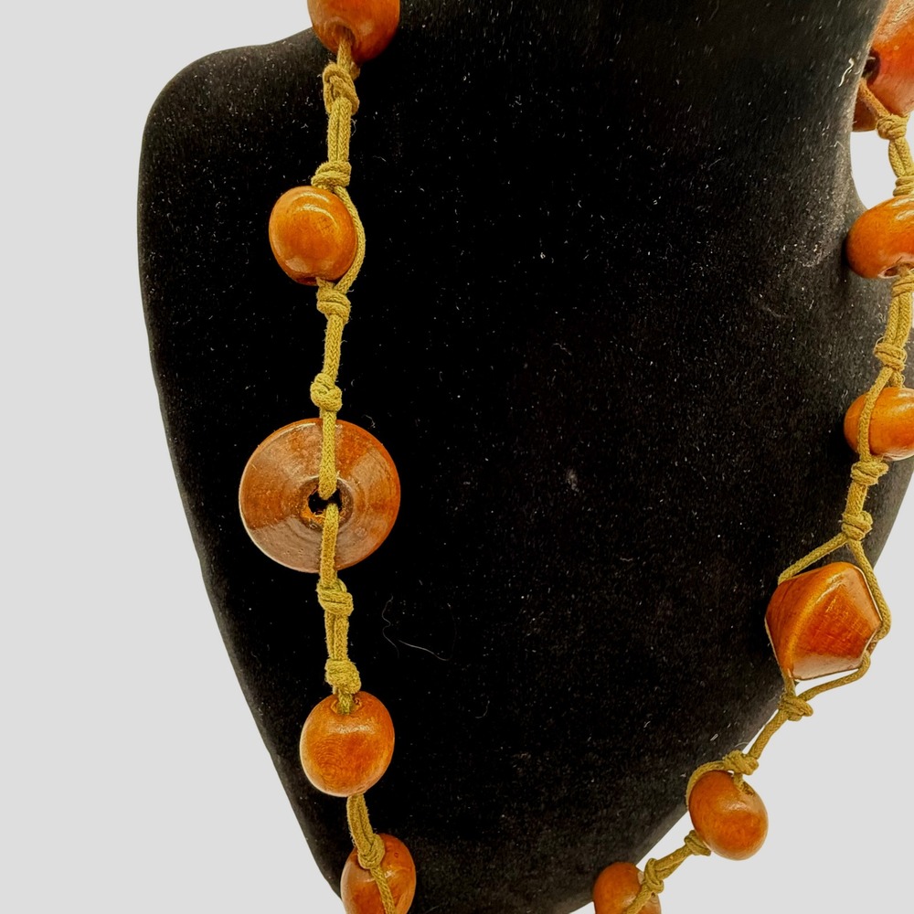 Boho Wooden Bead Necklace Women's Statement‎ Fashion Jewelry VTG